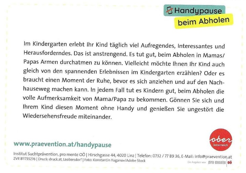 Projekt "Handypause beim Abholen"