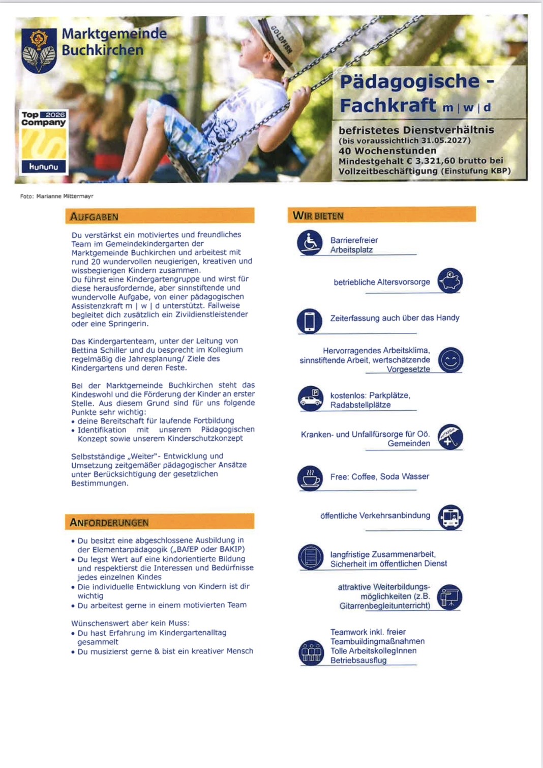 Aktuelle Stellenausschreibung - Pädagogische Fachkraft gesucht!